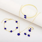 Flower Design Resin Plating Necklace and Bracelet Set