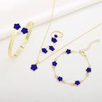 Flower Design Resin Plating Necklace and Bracelet Set