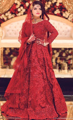 Maryam&Maria Luxury Collection – Heavy Embroidered Net Suit with Stone & 3D Flower Detailing