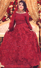 Maryam&Maria Luxury Collection – Heavy Embroidered Net Suit with Stone & 3D Flower Detailing