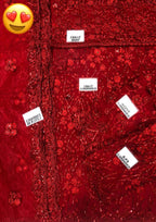 Maryam&Maria Luxury Collection – Heavy Embroidered Net Suit with Stone & 3D Flower Detailing